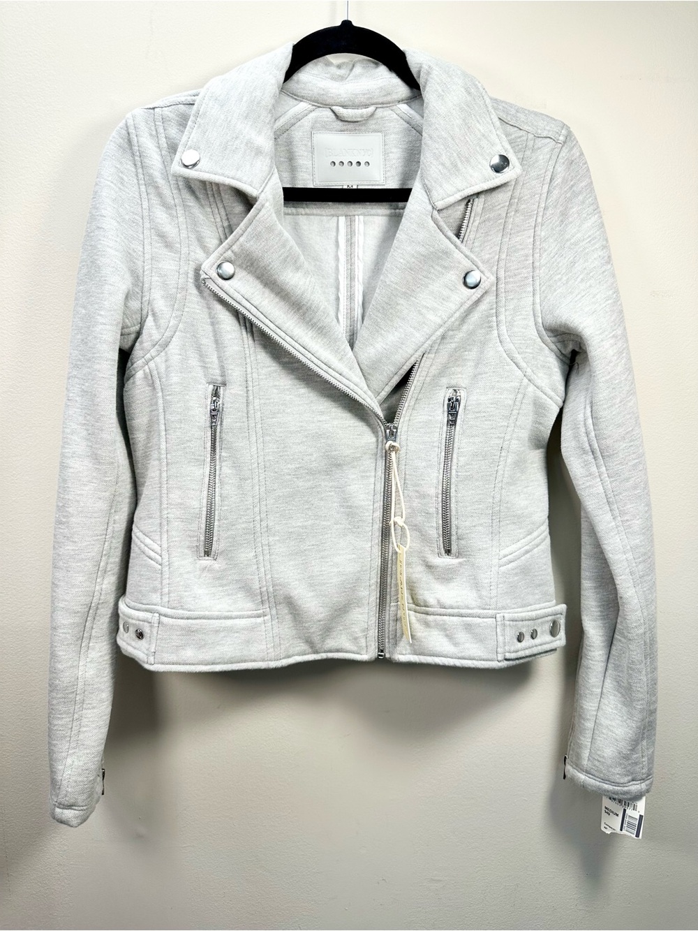 Blank NYC Moto Sweatshirt Jacket, Cloud Grey, Medium - Picture 3 of 14